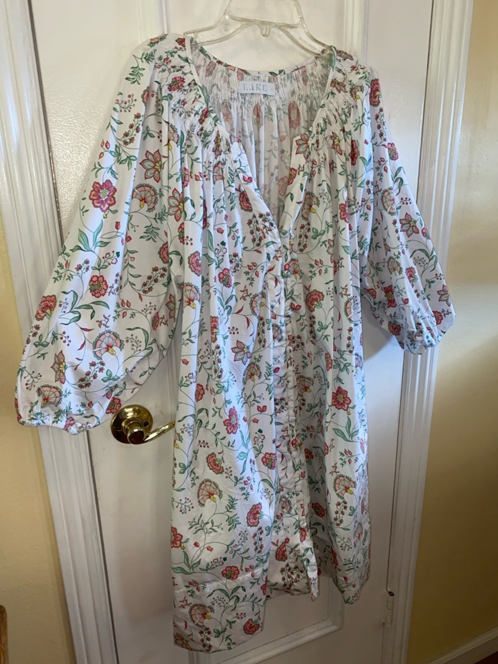 Lake White Floral Mini Dress with Puff Sleeves - Picture 3 of 7